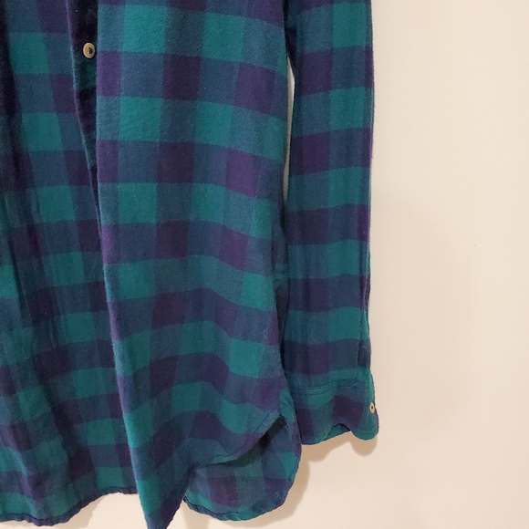 BNWOT H&M divided green plaid checker button down shirt size 4 small - Picture 6 of 6